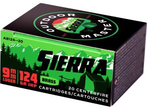 Sierra Outdoor Master Handgun Ammo 9mm 124 gr. JHP 20 rd.