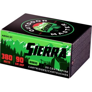 Sierra Outdoor Master Handgun Ammo 380 ACP 90 gr. JHP 20 rd.