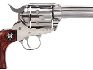 Ruger 5109 Vaquero  Medium Frame 357 Mag/38 Special 6rd 4.62" High Gloss Stainless Steel Barrel, Cylinder & Frame, Hardwood Grip, Transfer Bar Safety, Exposed Hammer