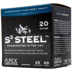 Apex Waterfowl S3 Steel Shotgun Ammo 20 ga. 3 in. 1oz #4  25 rd