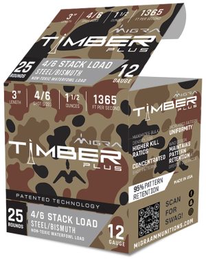 Migra Ammunitions M12SB46 Combinational  12Gauge 3" 1 1/2oz 4/6Shot 25 Per Box/10 Case
