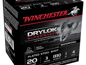Winchester Drylok Magnum Plated Load 20 ga. 3 in. 1 oz. 4 Shot 25 rd.
