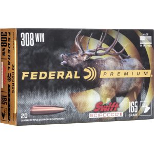 Federal Premium Rifle Ammo 308 Win. 165 gr. Swift Scirocco 20 rd.
