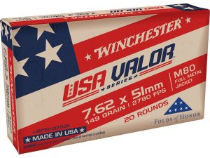 Winchester USA Valor Rifle Ammo 7.62x51mm 149 gr. FMJ 20 rd.