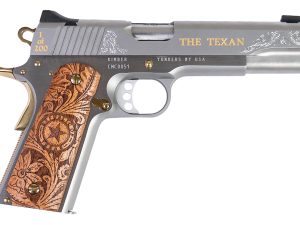 Cnc Firearms CNCTEX1911 Kimber 1911 Texan 45 ACP 7+1 5" Stainless Steel Barrel, Stainless Engraved "The Texan"/Serrated Steel Slide, Stainless Steel Frame, Texas Mesquite Grip