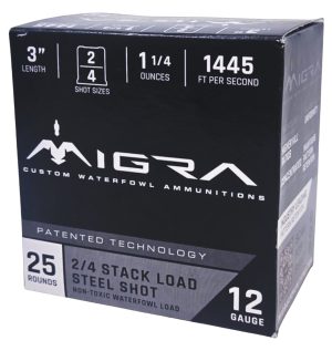 Migra Ammunitions M12SS24 Staxd  12Gauge 3" 1 1/4oz 2/4 Shot 25 Per Box/10 Case