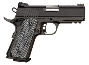 Rock Island 51470 Tac Ultra CS 45 ACP Caliber with 3.62" Barrel, 7+1 Capacity, Overall Black Parkerized Finish Steel, Picatinny Rail/Beavertail Frame, Serrated Slide & Black/Gray G10 Grip