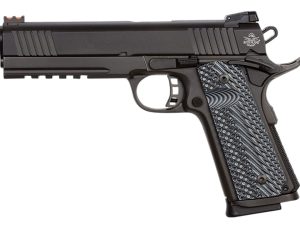 Rock Island 51914 Tac Ultra FS 10mm Auto Caliber with 5" Barrel, 8+1 Capacity, Overall Black Parkerized Finish Steel, Picatinny Rail/Beavertail Frame, Serrated Black Slide & Black/Gray G10 Grip