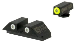 Night Fision GLK001007YGW Tritium Night Sights For Glock  Green Tritium Yellow Outline Front Sight- Green Tritium White Outline Rear Sight Glock 17/17L/19/22