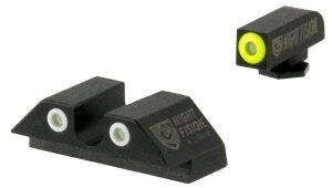 Night Fision GLK002007YGW Tritium Night Sights For Glock  Green Tritium Yellow Outline Front Sight- Green Tritium White Outline Rear Sight Glock 20/21/29/30/36/40/41