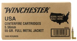 Winchester Ammo WM1931000 USA M193 5.56x45mmNATO 55gr Full Metal Jacket 1000rds *Sold by Case