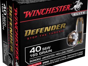 Winchester Defender Pistol Ammo 40 S&W 165 gr. Bonded Jacket HP 20 rd.