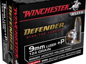Winchester Defender Pistol Ammo 9mm Luger 124 gr. Bonded Jacket HP 20 rd.