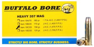 Buffalo Bore Ammunition 19C20 Heavy Strictly Business 357Mag 158gr Jacket Hollow Point 20 Per Box/12 Case