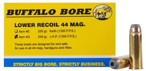 Buffalo Bore Ammunition 4G20 Low Recoil Strictly Business 44Rem Mag 240gr Jacket Hollow Point 20 Per Box/12 Case