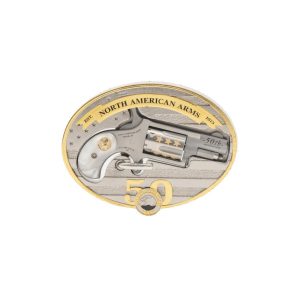 North American Arms 50th Anniversary Belt Buckle 22 LR 5rd Capacity 1.125" Barrel Faux Pearl Grip