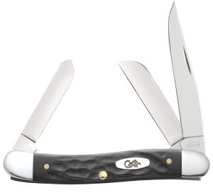 Case 18222 Stockman  Medium Folding, 2.57"/1.88"/1.71" Clip Point/Sheepsfoot/Spey Plain Mirror Polished Tru-Sharp SS Blade, Rough Black Jigged Synthetic Handle