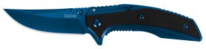 Kershaw 8320 Outright  3" Folding Trailing Point Plain Blue PVD 8Cr13MoV SS Blade Black/Blue G10/SS Handle Includes Pocket Clip