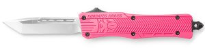 CobraTec Knives SPKCTK1STNS CTK-1  Small 2.75" OTF Tanto Plain D2 Steel Blade/Pink Aluminum Handle Features Glass Breaker Includes Pocket Clip