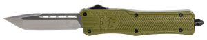 CobraTec Knives MODCTK1MTNS CTK-1  Medium 3" OTF Tanto Plain D2 Steel Blade/OD Green Aluminum Handle Features Glass Breaker Includes Pocket Clip