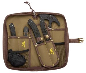 Browning 3220422B Primal Combo  Fixed Bone Saw/Caper/Gut Tool/Sharpening Tool/Skinner 8Cr13MoV SS Blade, Black Polymer w/Rubber Overmold Handle, 6 Piece Set, Includes Case/Gloves