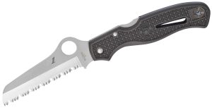 Spyderco C89SBK Atlantic Salt  3.69" Folding Sheepsfoot Serrated H1 Steel Blade Black Molded FRN Handle Includes Pocket Clip