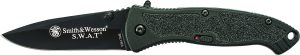 Smith & Wesson Knives SWATMBCP S.W.A.T.  3.20" Folding Plain Black 4034 SS Blade Black Aluminum Handle Includes Pocket Clip