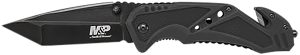 Smith & Wesson Knives SWMP11BCP M&P Rescue 3.80" Folding Tanto Plain Black Stainless Steel Blade Black G10 Handle Features Glass Breaker/Seat Belt Cutter Includes Pocket Clip