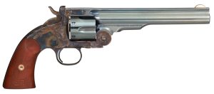 Taylors & Company 550651 Schofield Top Break 44-40 Win Caliber with 7" Charcoal Blued Finish Barrel, 6rd Capacity Charcoal Blued Finish Cylinder, Color Case Hardened Finish Steel Frame & Walnut Grip