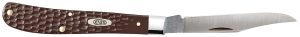 Case 00135 Trapper Slimline 3.25" Folding Clip Point Plain Mirror Polished Tru-Sharp SS Blade, Brown Jigged Synthetic Handle