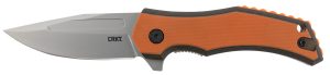 CRKT 2372 Fawkes  2.74" Folding Clip Point Plain Bead Blasted 4116 Stainless Steel Blade/ Black/Orange G10 Handle Includes Pocket Clip