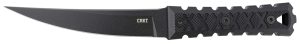 CRKT 2927 HZ6  6.50" Fixed Plain Black Matte Baked-On Anti Rust SK-5 Steel Blade/Black w/Carved X's G10 Handle Includes Sheath