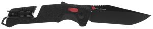 S.O.G SOG11120441 Trident AT 3.70" Folding Tanto Plain Black TiNi Cryo D2 Steel Blade/Black w/Red Accents GRN Handle Features Line Cutter/Glass Breaker