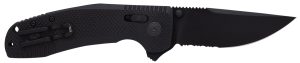 S.O.G SOG12380341 SOG-TAC XR 3.39" Folding Clip Point Part Serrated Black TiNi Cryo D2 Steel Blade Blackout G10 Handle Includes Pocket Clip