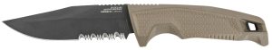 S.O.G SOG17220457 Recondo FX 4.60" Fixed Part Serrated Satin TiCN Cryo 440C SS Blade FDE Overmolded Rubberized Grip, Includes Sheath