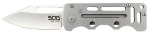 S.O.G SOG-EZ1-CP Cash Card  2.75" Folding Clip Point Satin 8Cr13MoV SS Blade/ Silver Skeletonized Stainless Steel Handle