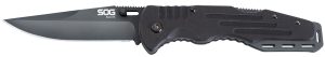 S.O.G SOG-FF11-CP Salute  3.62" Folding Clip Point Plain Black Hardcased 8Cr13MoV SS Blade Black G10 Handle Includes Belt Clip