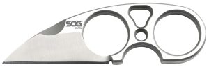 S.O.G SOG-JB01K-CP Snarl  2.30" Fixed Plain Sheepsfoot Satin 9Cr18MoV SS Blade/ Silver Stainless Steel Handle