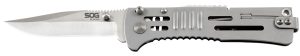 S.O.G SOG-SJ31-CP SlimJim  3.18" Folding Clip Point Plain Satin AUS-8A SS Blade Bead Blasted 420 Stainless Steel Handle Includes Belt Clip