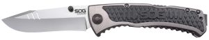 S.O.G SOG-SW1011-C Sideswipe  3.40" Folding Clip Point Plain Bead Blasted 7Cr15MoV SS Blade Gray Anodized Aluminum/G10 Handle Includes Belt Clip