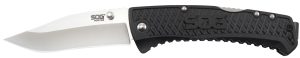 S.O.G SOG-TD1011-C Traction  3.50" Folding Clip Point Plain Satin 5Cr13MoV SS Blade Black Textured GRN Handle Includes Pocket Clip