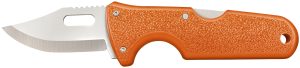Cold Steel CS40ALZ Click-N-Cut Hunter 2.50" Fixed Bowie/Gut Hook/Plain/Serrated Satin 420J2 SS Blade/Orange ABS Handle Blister Pack Packaging