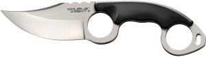 Cold Steel CS39FN Double Agent ll 3" Fixed Plain Satin AUS-8A SS Blade Black w/Double Ring Griv-Ex Handle Includes Bead Chain Lanyard/Sheath