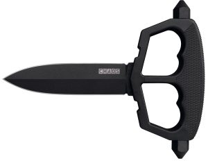 Cold Steel CS80NT3 Chaos Push Knife 5" Fixed Plain Black Matte Powder Coat SK-5 Steel Blade/ Black w/D-Guard Handle Griv-Ex w/Overmold Kray-Ex Handle Includes Belt Loop/Sheath