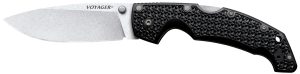 Cold Steel CS29AB Voyager Large 4" Folding Plain Drop Point Stone Washed AUS 10A Steel Blade/Black Textured Griv-Ex Handle