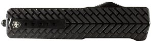 Templar Knife LAHBG52 Premium LW  Large 3.55" OTF Tanto Part Serrated Black Oxide Stonewashed D2 Steel Blade, 5.25" Black Herringbone Aluminum Handle