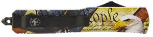 Templar Knife MZEG321 Premium Weighted Eagle Slim 3.16" OTF Drop Point Plain Black Oxide Stonewashed D2 Steel Blade, 4.93" Eagle w/"We The People" Aluminum Zinc Alloy Handle