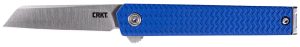 CRKT 7083 CEO Microflipper Micro 2.21" Flipper Sheepsfoot Plain Satin 12C27 Sandvik Blade, Blue Textured w/Silver Liner & Accents Aluminum Handle, Includes Pocket Clip