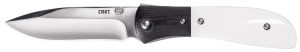 CRKT M4-02M M4-02M  3.25" Plain Satin 8Cr13MoV SS Blade Black/White Resin Infused Fiber w/G10 Bolster Handle Includes Pocket Clip