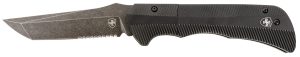 Templar Knife AAABK521 Auto Assist  3.50" Folding Tanto Part Serrated Black Oxide Stonewashed Powder Coated D2 Steel Blade/ 4.25" Aged Aluminum Handle
